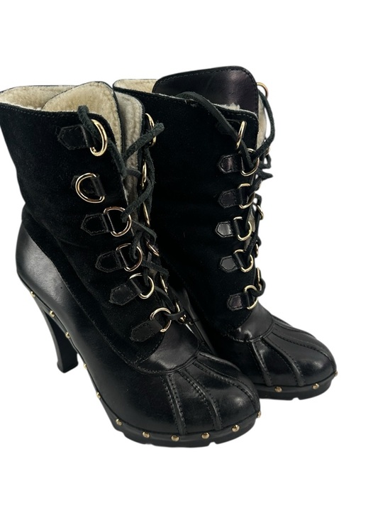Michael Kors Shoes - Michael Kors winter warrior clog boots Black leather shearling lined heeled sz 8